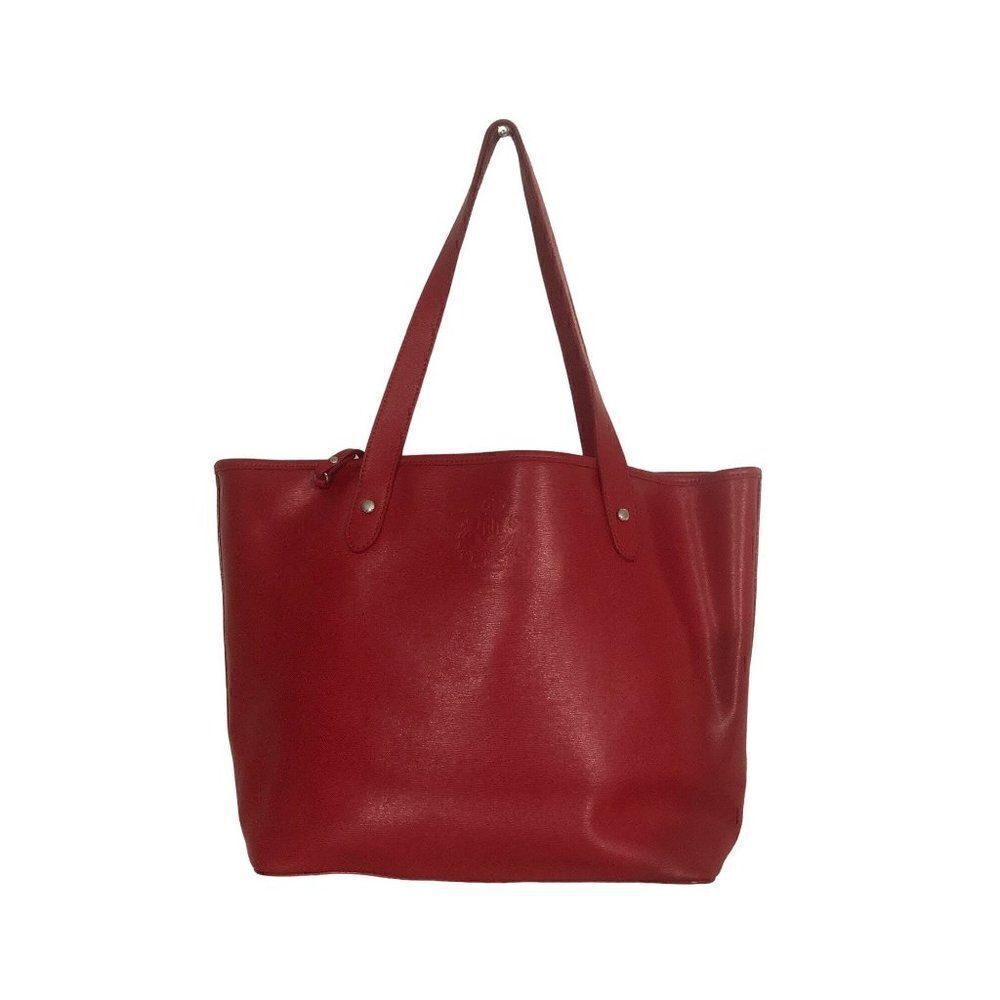 Lauren By Ralph Lauren Saffiano Leather Newbury Tote Bag Red